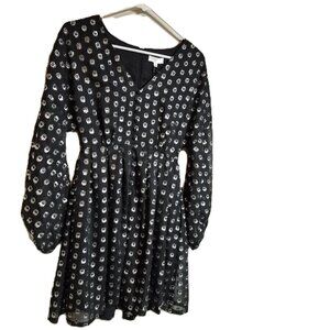 a loves a Black Embellished Dress Size L Metallic Dot detail Fit & Flare